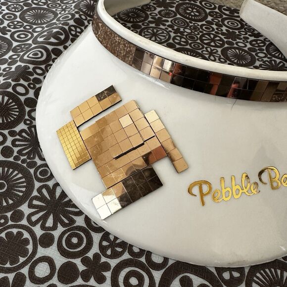 Vintage Pebble Beach Visor Plastic White And Gold Golf 80s - Picture 3 of 9